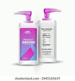 Design of the label of antibacterial liquid hand soap. Mockup of antiseptic, handwash bottle and sanitizer label and bottle design with vector eps