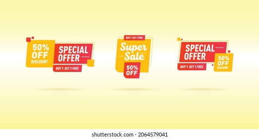 Design label element with geometric shape for discount sale offer. special offer, super offer. mega sale.