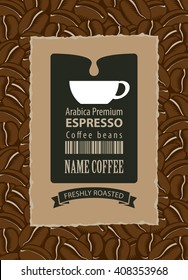 etiquetas de diseño para granos de café con taza