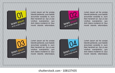 design labels with numbers over gray background. vector illustration