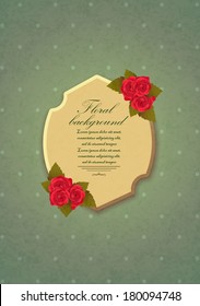 Design labels with old-fashioned roses on background.