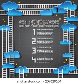 Design Ladder and Clouds Frame, Success and Competition Concept, Infographics Vector EPS10