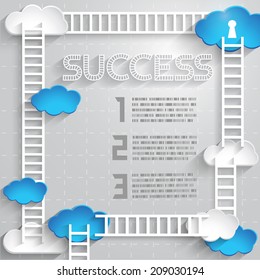 Design Ladder and Clouds Frame, Success and Competition Concept, Vector EPS10.
