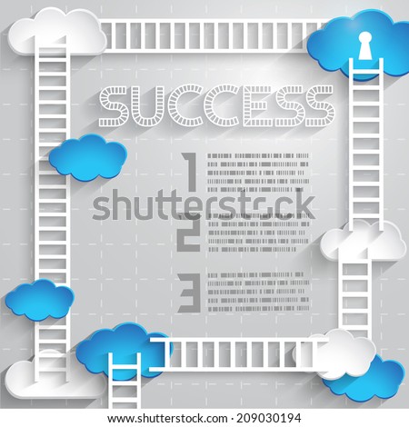 Design Ladder and Clouds Frame, Success and Competition Concept, Vector EPS10.