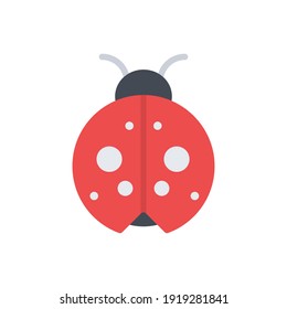 The design of the ladybug spring flat icon vector illustration, this vector is suitable for icons, logos, illustrations, stickers, books, covers, etc.