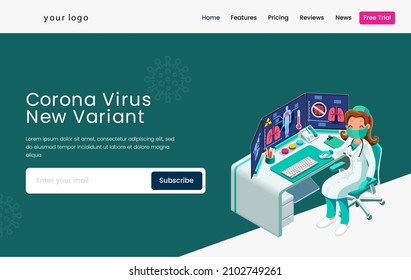 Design Landing Page Corona Virus New Variant With a Woman People Doctor Concept