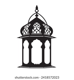 Design Lasercut Silhouette Lantern Ramadhan Theme Black And White Simple