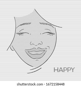 Design of laughing woman face draw