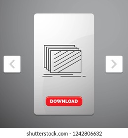 Design, layer, layout, texture, textures Line Icon in Carousal Pagination Slider Design & Red Download Button