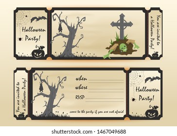 design layout invitation card for a party in flat style on the theme of the holiday all saints eve, Halloween vector EPS 10