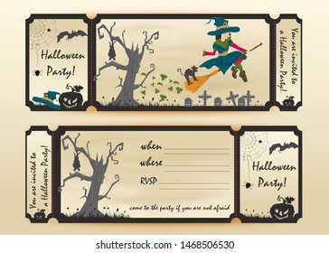 design layout invitation card for a party in flat style on the theme of the holiday all saints eve, Halloween vector EPS 10