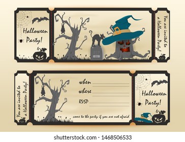design layout invitation card for a party in flat style on the theme of the holiday all saints eve, Halloween vector EPS 10