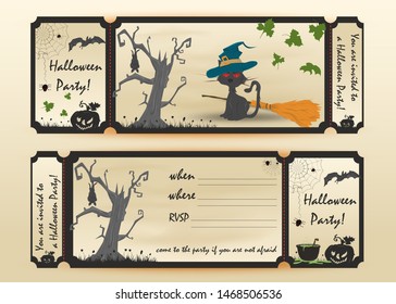 design layout invitation card for a party in flat style on the theme of the holiday all saints eve, Halloween vector EPS 10