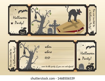 design layout invitation card for a party in flat style on the theme of the holiday all saints eve, Halloween vector EPS 10