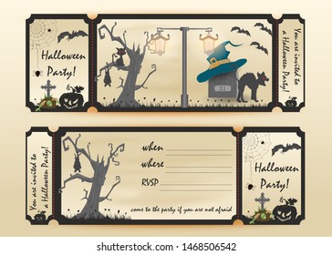 design layout invitation card for a party in flat style on the theme of the holiday all saints eve, Halloween vector EPS 10