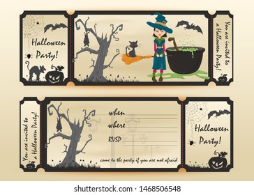 design layout invitation card for a party in flat style on the theme of the holiday all saints eve, Halloween vector EPS 10
