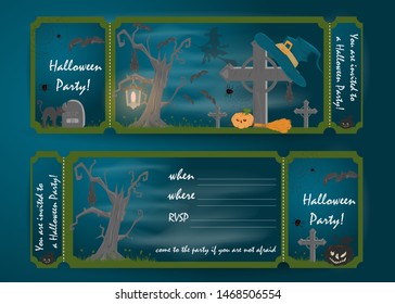 design layout invitation card for a party in flat style on the theme of the holiday all saints eve, Halloween vector EPS 10