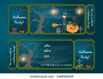 design layout invitation card for a party in flat style on the theme of the holiday all saints eve, Halloween vector EPS 10
