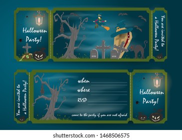 design layout invitation card for a party in flat style on the theme of the holiday all saints eve, Halloween vector EPS 10