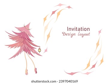 Design layout of invitations for weddings, holidays, celebrations. Vector, inscription. Pink color