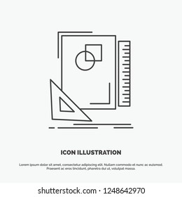 Design, layout, page, sketch, sketching Icon. Line vector gray symbol for UI and UX, website or mobile application