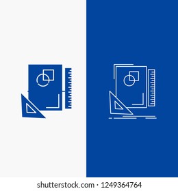 Design, layout, page, sketch, sketching Line and Glyph web Button in Blue color Vertical Banner for UI and UX, website or mobile application