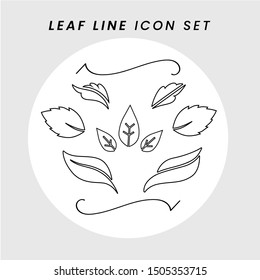 Design of leaf vector line icon illustration set. Line leaves element. Nature green leaf ornament.