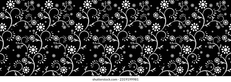 Design leaves and flowers like mesh.multi colored decorated hand drawn rendered traced embraided ornamental all over base background.Seamless floral pattern,line art,black and white pattern.Vector 