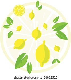 Design with Lemon an Leaf - Vector Illustration