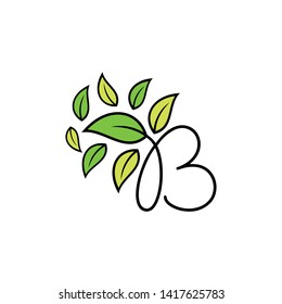 The design of the Letter B Leaves Feminine Trees for Vector Logos