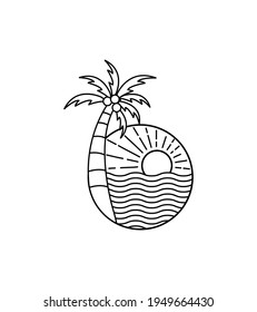 design letter B with the shape of a coconut tree and beach