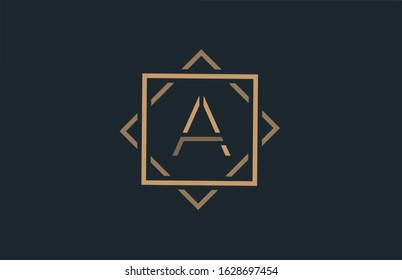 Design of letter A in brown square icon in for company logo design. Suitable for a company logotype or business