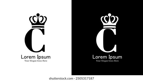The design of the letter C logo wearing the king's crown