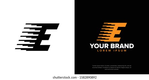 Design the letter E logo with the concept of speed, express and delivery. Minimalist icon symbol of a creative logo.