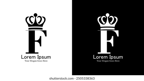 The design of the letter F logo wearing the king's crown