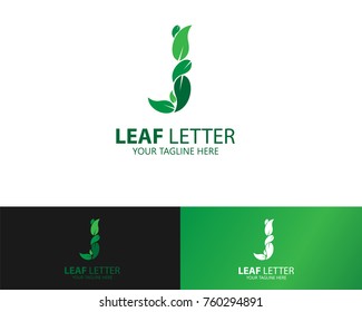 design the letter J logo with a natural green foliage pattern