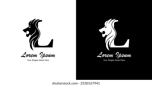 The design of the letter L logo is combined with a simple lion's head