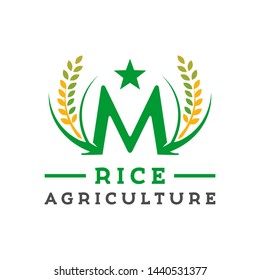design of the letter m logo of rice farming