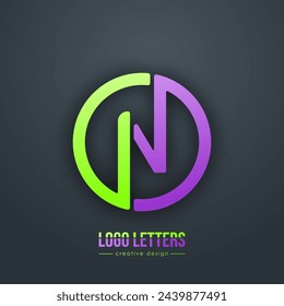 The design of the letter N. A logo template for a business card, corporate design, recognizable element of a brand or corporation. The idea of thematic creativity