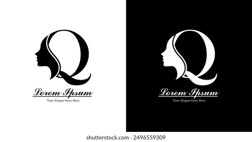 The design of the letter Q combined with a female silhouette and a modern style