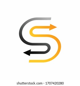 design the letter s logo with an arrow combination at the end of the section