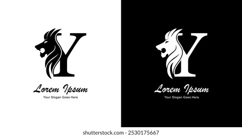 The design of the letter Y logo combined with a simple lion's head