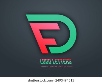 The design of the letters D and F. A logo template for a business card, corporate design, recognizable element of a brand or corporation. The idea of thematic creativity