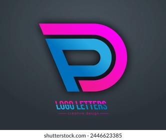 El diseño de las letras D y P. Una Plantilla de logotipo para una tarjeta de presentación, diseño corporativo, elemento reconocible de una marca o corporación. La idea de la creatividad temática