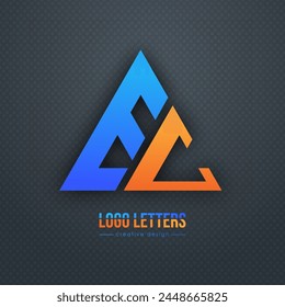 The design of the letters E and C. A logo template for a business card, corporate design, recognizable element of a brand or corporation. The idea of thematic creativity