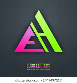 The design of the letters E and H. A logo template for a business card, corporate design, recognizable element of a brand or corporation. The idea of thematic creativity
