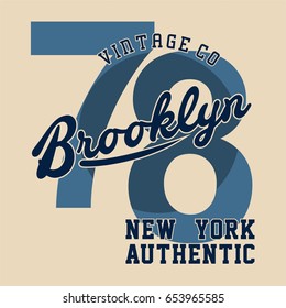 Design letters and numbers brooklyn new york authentic for t-shirts