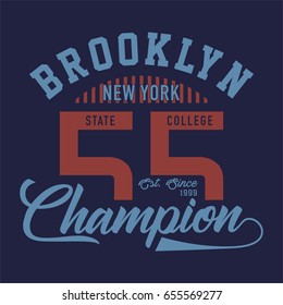 Design letters and numbers brooklyn new york champion for t-shirts