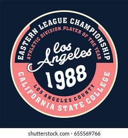 Design letters and numbers los angeles champion state for t-shirts