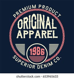 Design letters and numbers original apparel superior for t-shirts
